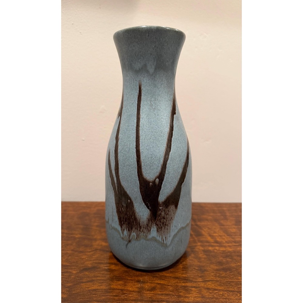 Vintage Blue Mountain Pottery Vase Blue and Brown Drip Glaze